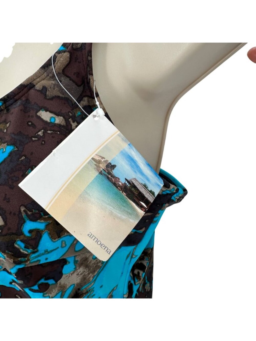 NWT Amoena Coral Sea Abstract Print Tankini Top Adjustable Straps Size 14 - Picture 4 of 16